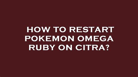 how to restart omega ruby.